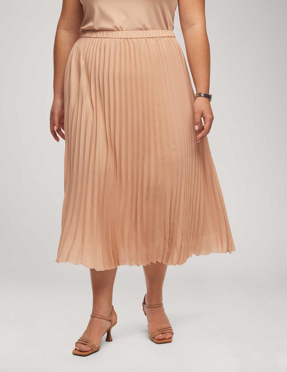 Grande Taille Anne Klein Solid Pull On Plissé Skirt   | DYZ-9498378